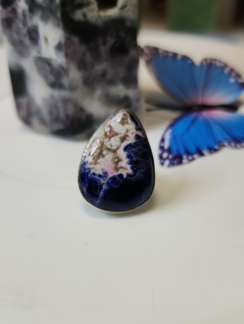 Handcrafted Teardrop Blue Sodalite Ring